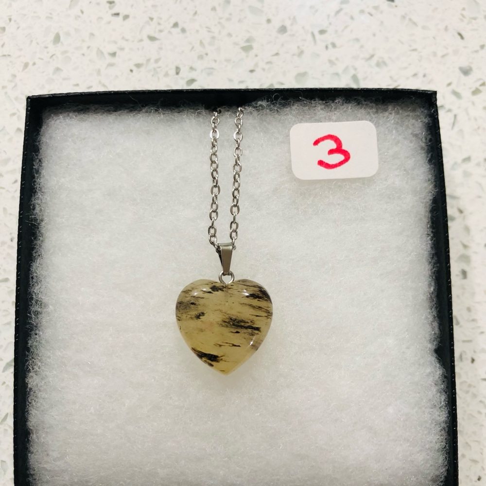Heart 🍒💣Gemstone Pendant Necklace - Assorted Colors - Picture 5 of 17